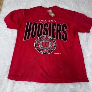 Vintage Indiana‎ Hoosiers Red Team Hanes Heavyweight T Shirt Mens Large